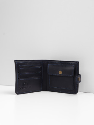 Шкіряний гаманець "Дабл" у вінтажному синьому