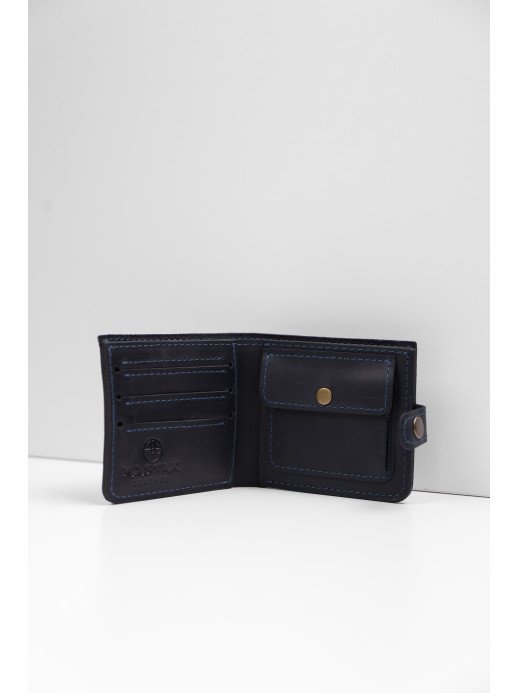 Шкіряний гаманець "Дабл" у вінтажному синьому Шкіряний гаманець "Дабл" у вінтажному синьому