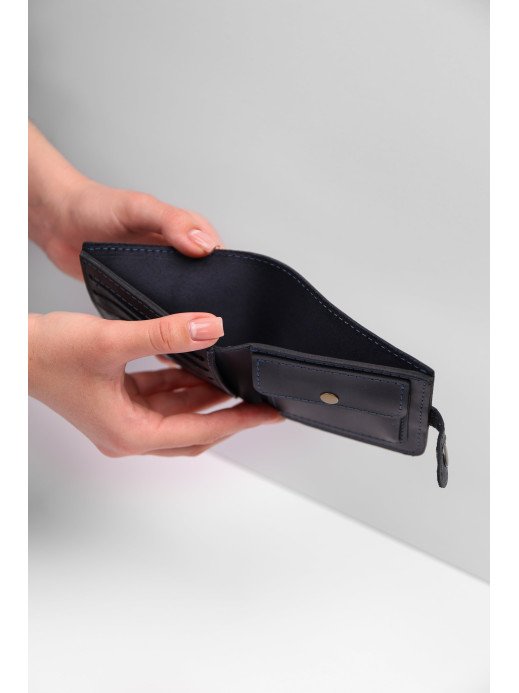 Шкіряний гаманець "Дабл" у вінтажному синьому Шкіряний гаманець "Дабл" у вінтажному синьому