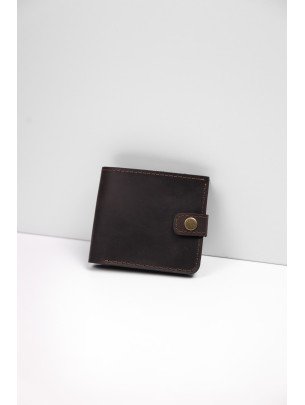 Шкіряний міні-гаманець з монетницею у коричневому вінтажному