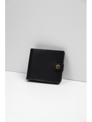 Шкіряний міні-гаманець з монетницею у чорному класичному 