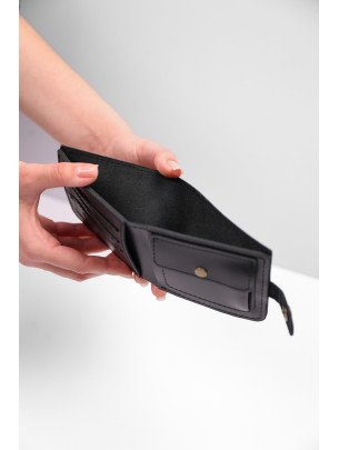 Шкіряний міні-гаманець з монетницею у чорному класичному Шкіряний міні-гаманець з монетницею у чорному класичному
