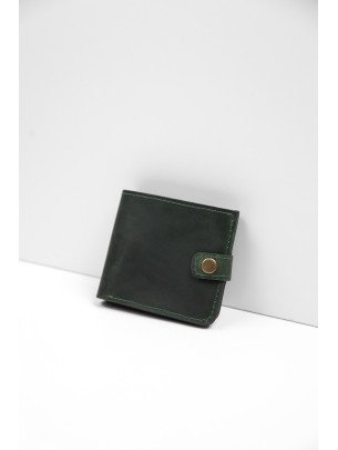 Шкіряний міні-гаманець з монетницею у зеленому вінтажному