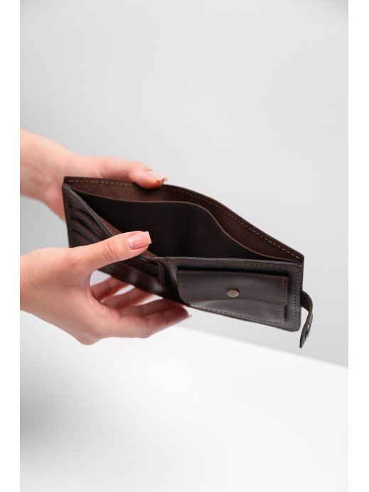 Шкіряний гаманець "Дабл" у вінтажному коричневому