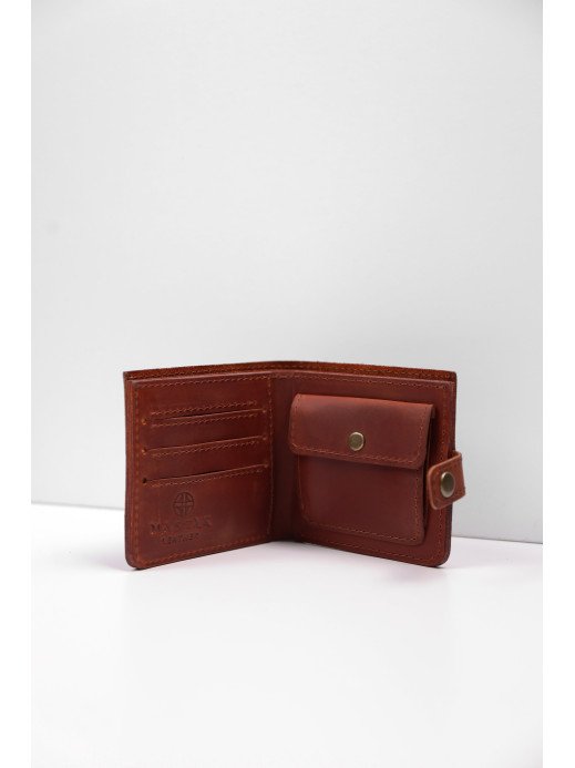 Шкіряний гаманець "Дабл" у вінтажному коньячному