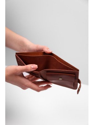 Шкіряний гаманець "Дабл" у вінтажному коньячному