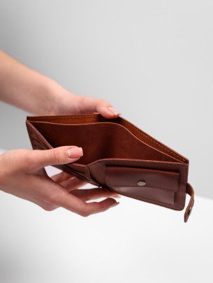 Leather wallet "Double" in vintage cognac