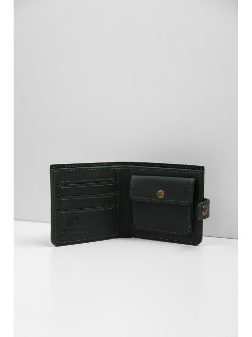 Шкіряний гаманець "Дабл" у вінтажному зеленому Шкіряний гаманець "Дабл" у вінтажному зеленому