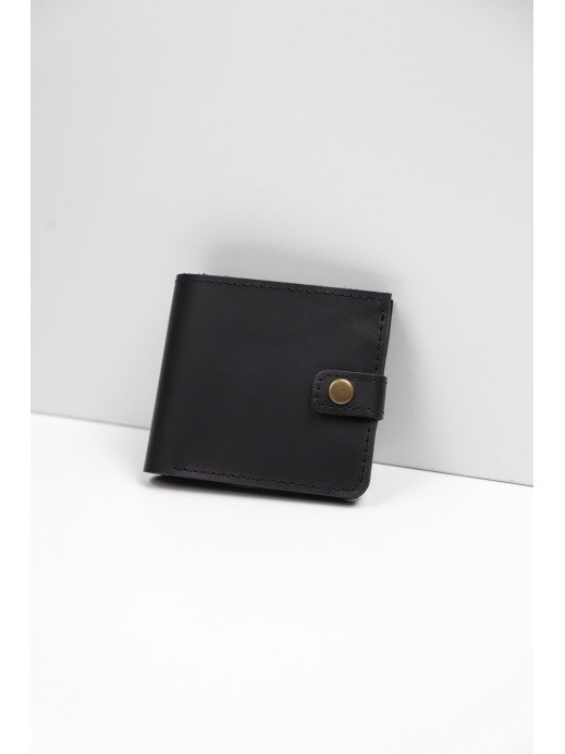 Шкіряний гаманець "Дабл" у класичному чорному Шкіряний гаманець "Дабл" у класичному чорному