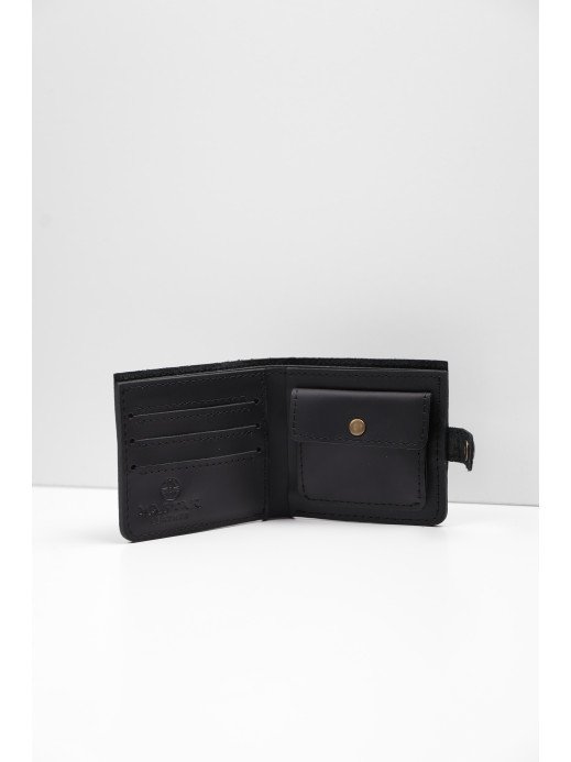 Шкіряний гаманець "Дабл" у класичному чорному Шкіряний гаманець "Дабл" у класичному чорному