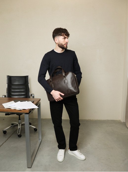 Чоловіча шкіряна сумка "Денвер" у лімітованому коричневому  