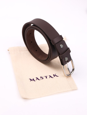 Коричневий жіночий шкіряний ремінь з круглою пряжкою 