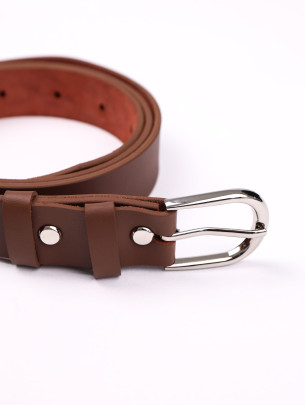 Cognac women´s belt with a round buckle