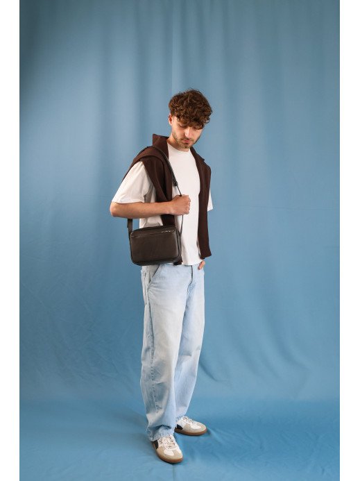 Чоловіча сумка "Ритм" формат S коричнева шкіряна Чоловіча сумка "Ритм" формат S коричнева шкіряна