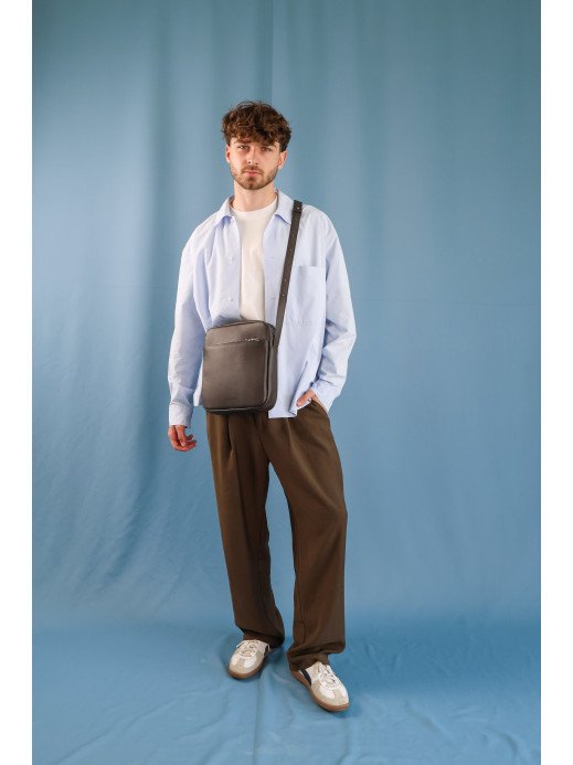 Чоловіча сумка "Ритм" формат M коричнева шкіряна Чоловіча сумка "Ритм" формат M коричнева шкіряна