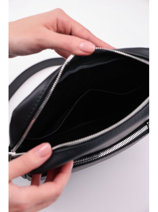 Чоловіча сумка "Ритм" формат M чорна шкіряна Чоловіча сумка "Ритм" формат M чорна шкіряна