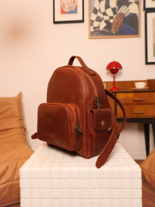 Жіночий шкіряний рюкзак "Порту" у вінтажному коньячному 