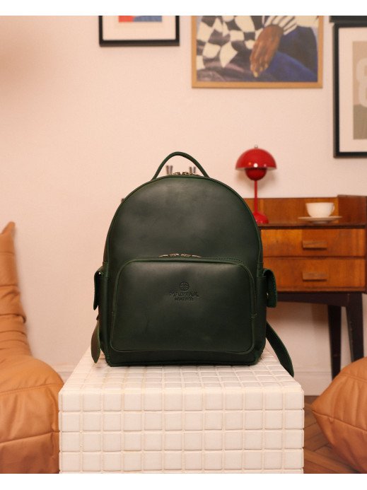 Жіночий шкіряний рюкзак "Порту" у вінтажному зеленому Жіночий шкіряний рюкзак "Порту" у вінтажному зеленому