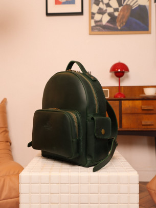 Жіночий шкіряний рюкзак "Порту" у вінтажному зеленому 