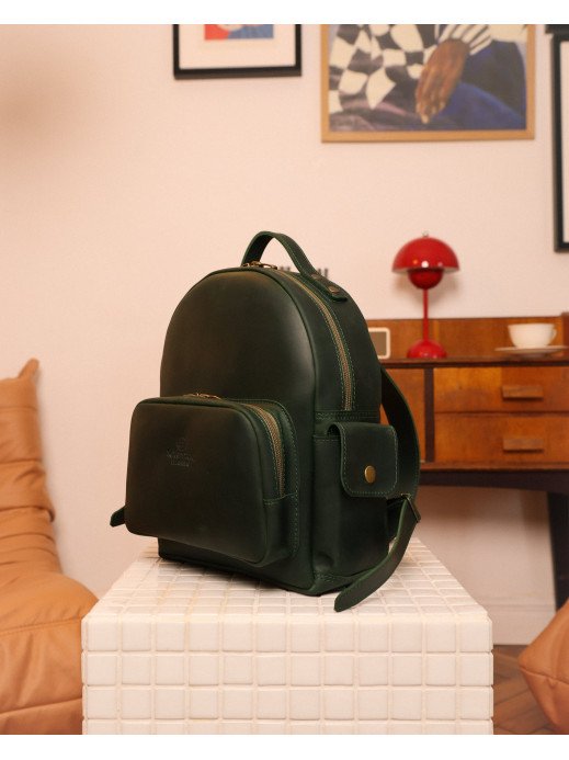 Жіночий шкіряний рюкзак "Порту" у вінтажному зеленому Жіночий шкіряний рюкзак "Порту" у вінтажному зеленому