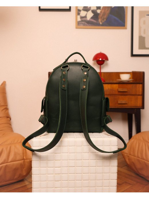 Жіночий шкіряний рюкзак "Порту" у вінтажному зеленому Жіночий шкіряний рюкзак "Порту" у вінтажному зеленому