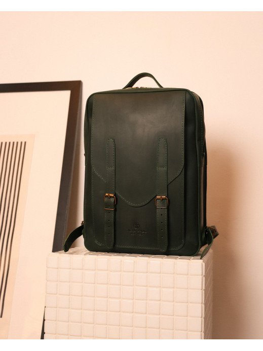 Жіночий шкіряний рюкзак "Бруклін" вінтажний зелений Жіночий шкіряний рюкзак "Бруклін" вінтажний зелений