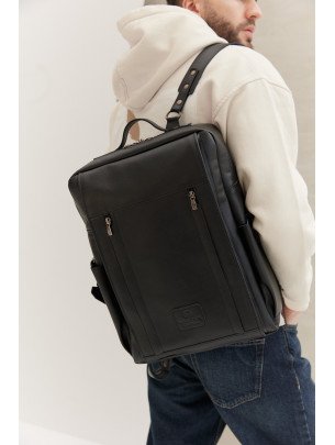 Чоловічий шкіряний рюкзак "Бремен" у чорному лімітованому