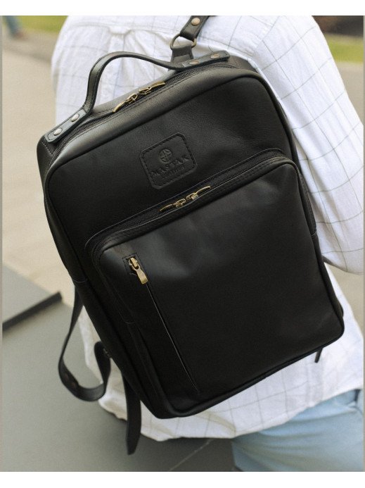 Чоловічий шкіряний рюкзак "Осло" у лімітованому чорному Чоловічий шкіряний рюкзак "Осло" у лімітованому чорному