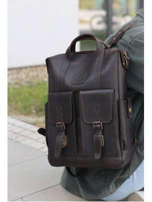 Чоловічий шкіряний рюкзак "Кембридж" у вінтажному коричневому