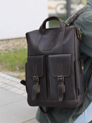 Чоловічий шкіряний рюкзак "Кембридж" у вінтажному коричневому