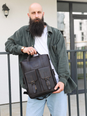 Чоловічий шкіряний рюкзак "Кембридж" у вінтажному коричневому