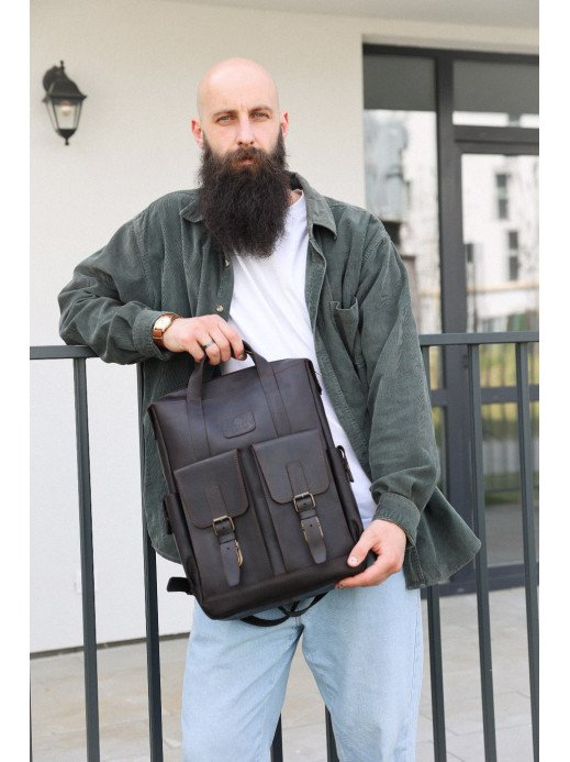 Чоловічий шкіряний рюкзак "Кембридж" у вінтажному коричневому Чоловічий шкіряний рюкзак "Кембридж" у вінтажному коричневому