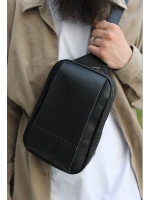 Чоловіча шкіряна сумка "Люксембург" у лімітованому чорному