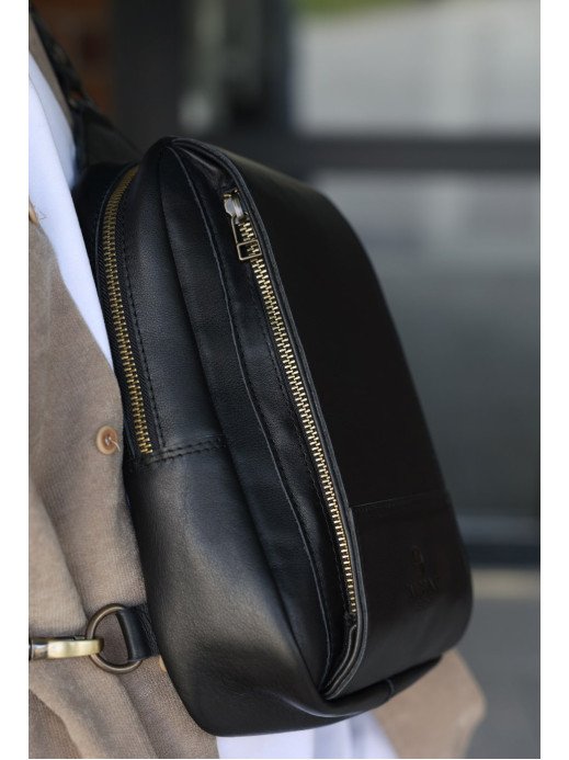 Чоловіча шкіряна сумка "Люксембург" у лімітованому чорному