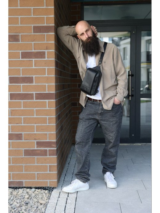 Чоловіча шкіряна сумка "Люксембург" у лімітованому чорному